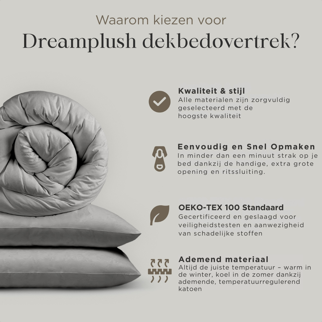Dreamplush® Dekbedovertrek - Grijs - Katoen